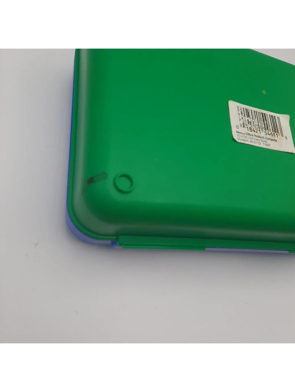 SpaceMaker Pencil Box Solid Blue Green 90s Vintage Plastic Storage Case USA